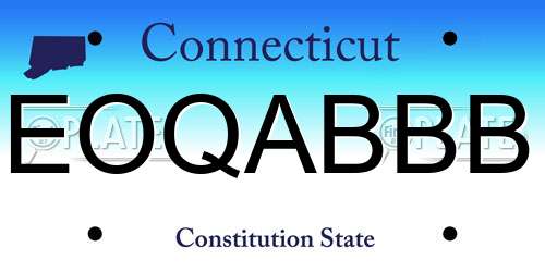 EOQABBB Connecticut License Plate