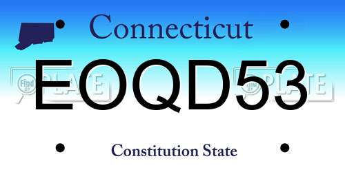 EOQD53 Connecticut License Plate