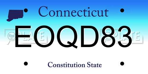 EOQD83 Connecticut License Plate