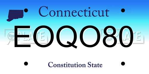 EOQO80 Connecticut License Plate