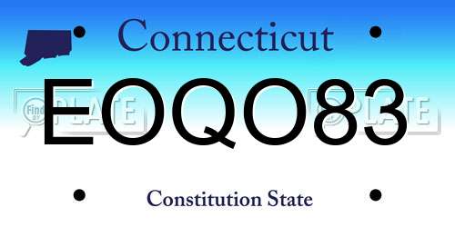 EOQO83 Connecticut License Plate