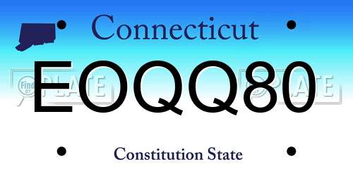 EOQQ80 Connecticut License Plate