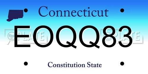 EOQQ83 Connecticut License Plate