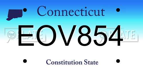 EOV854 Connecticut License Plate