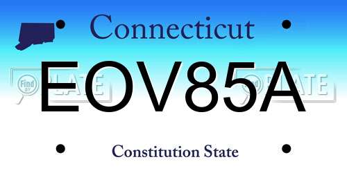 EOV85A Connecticut License Plate