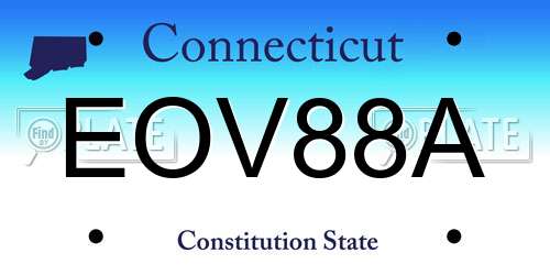 EOV88A Connecticut License Plate