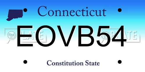 EOVB54 Connecticut License Plate