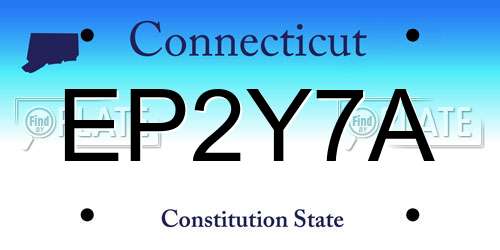 EP2Y7A Connecticut License Plate
