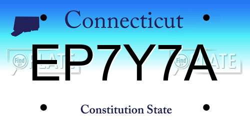 EP7Y7A Connecticut License Plate
