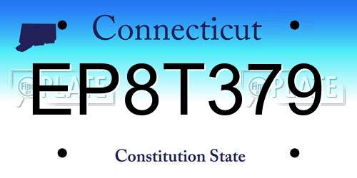 EP8T379 Connecticut License Plate