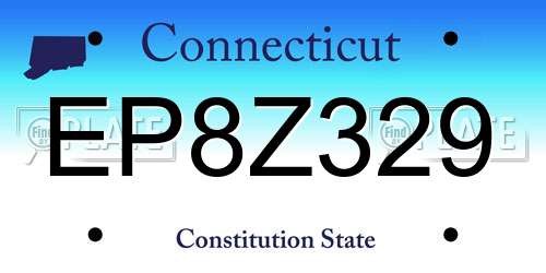 EP8Z329 Connecticut License Plate