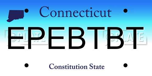 EPEBTBT Connecticut License Plate