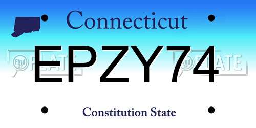 EPZY74 Connecticut License Plate