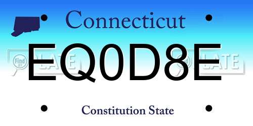 EQ0D8E Connecticut License Plate