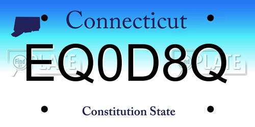 EQ0D8Q Connecticut License Plate
