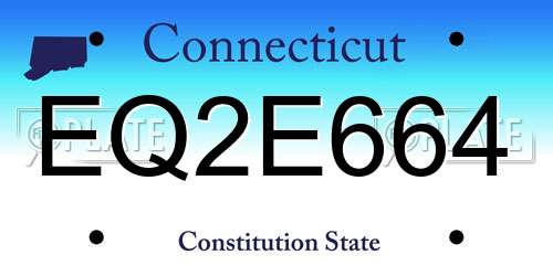 EQ2E664 Connecticut License Plate