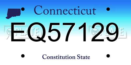 EQ57129 Connecticut License Plate