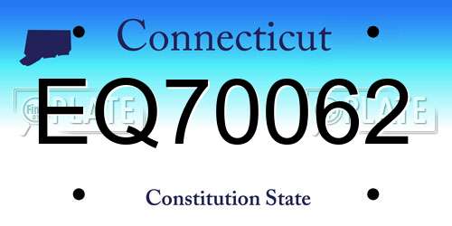 EQ70062 Connecticut License Plate