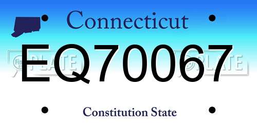 EQ70067 Connecticut License Plate