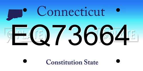 EQ73664 Connecticut License Plate