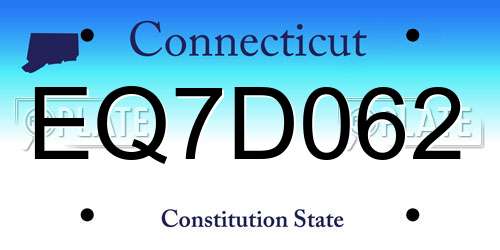 EQ7D062 Connecticut License Plate