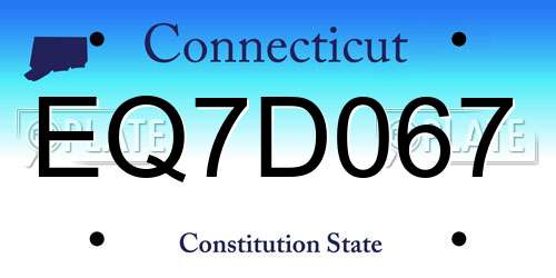 EQ7D067 Connecticut License Plate