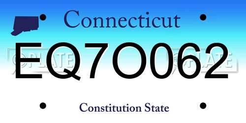 EQ7O062 Connecticut License Plate