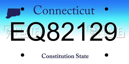 EQ82129 Connecticut License Plate