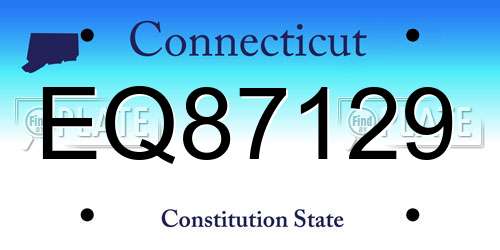 EQ87129 Connecticut License Plate