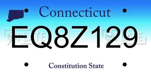 EQ8Z129 Connecticut License Plate