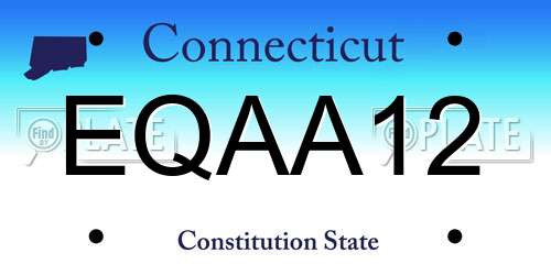 EQAA12 Connecticut License Plate