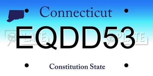 EQDD53 Connecticut License Plate