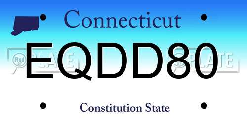 EQDD80 Connecticut License Plate