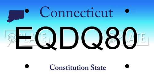 EQDQ80 Connecticut License Plate