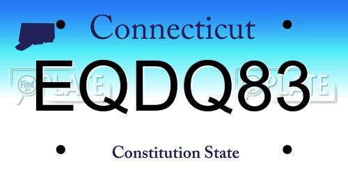EQDQ83 Connecticut License Plate