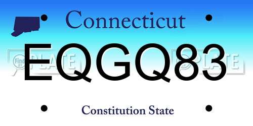 EQGQ83 Connecticut License Plate