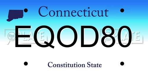 EQOD80 Connecticut License Plate