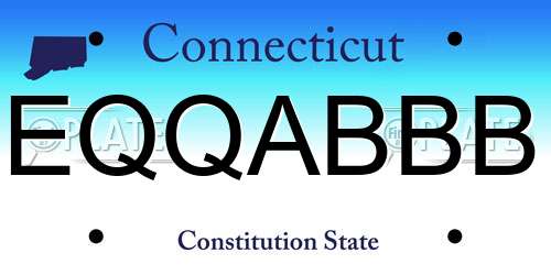 EQQABBB Connecticut License Plate