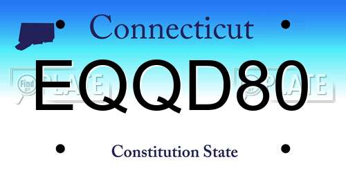 EQQD80 Connecticut License Plate