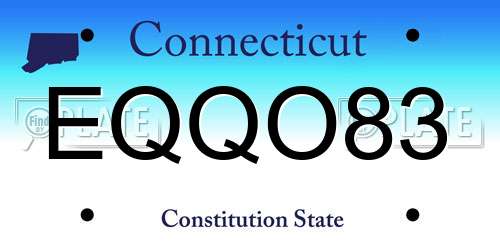 EQQO83 Connecticut License Plate