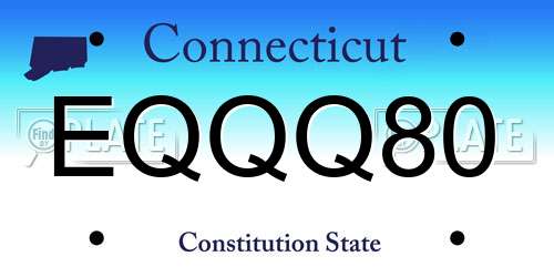 EQQQ80 Connecticut License Plate