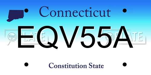 EQV55A Connecticut License Plate