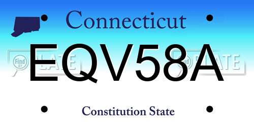 EQV58A Connecticut License Plate