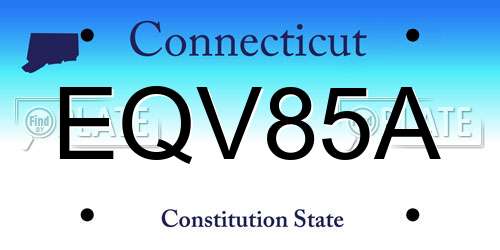 EQV85A Connecticut License Plate