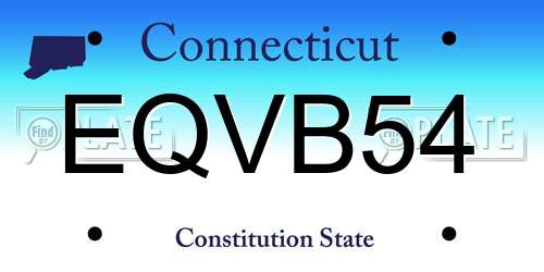 EQVB54 Connecticut License Plate