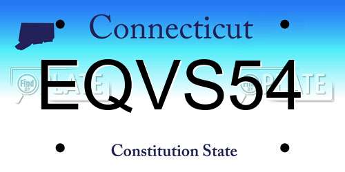EQVS54 Connecticut License Plate