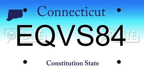 EQVS84 Connecticut License Plate
