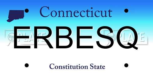 ERBESQ Connecticut License Plate