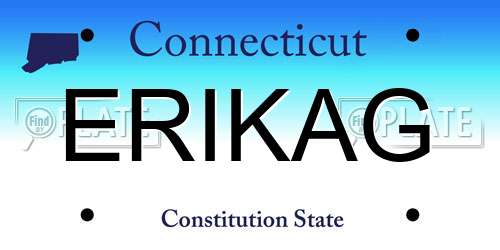 ERIKAG Connecticut License Plate