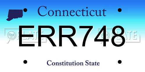 ERR748 Connecticut License Plate